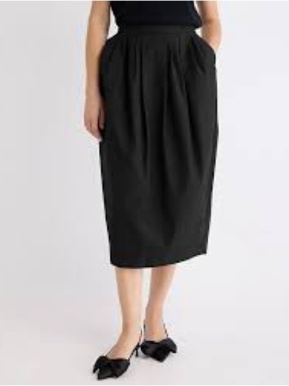 RW&CO. Black Midi Skirt with Front Pleats